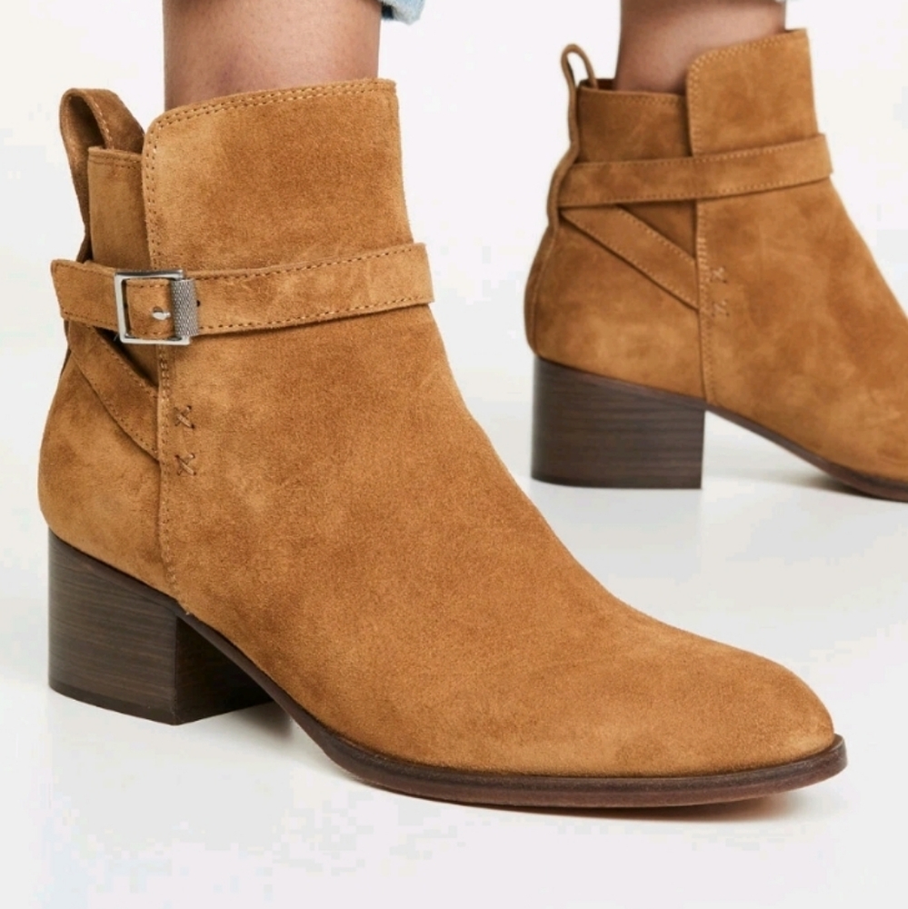 RAG & BONE Walker Buckle Boot SUEDE GOLDEN BROWN EU38 US8